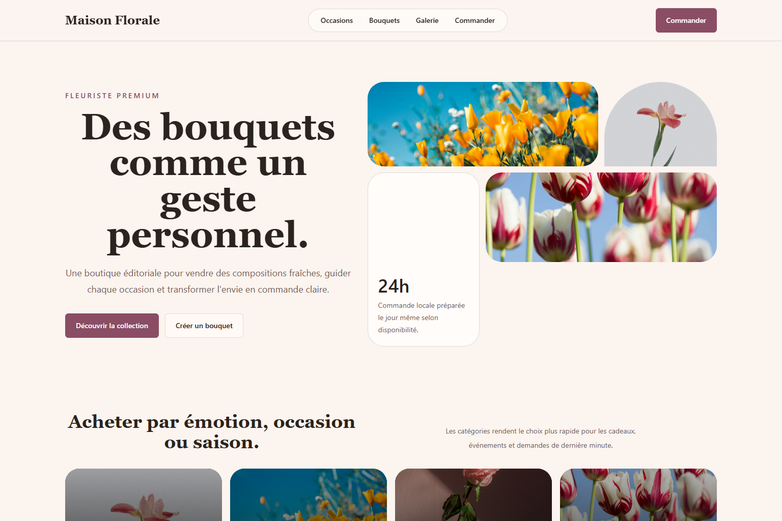 Capture réelle de la démo Fleuriste