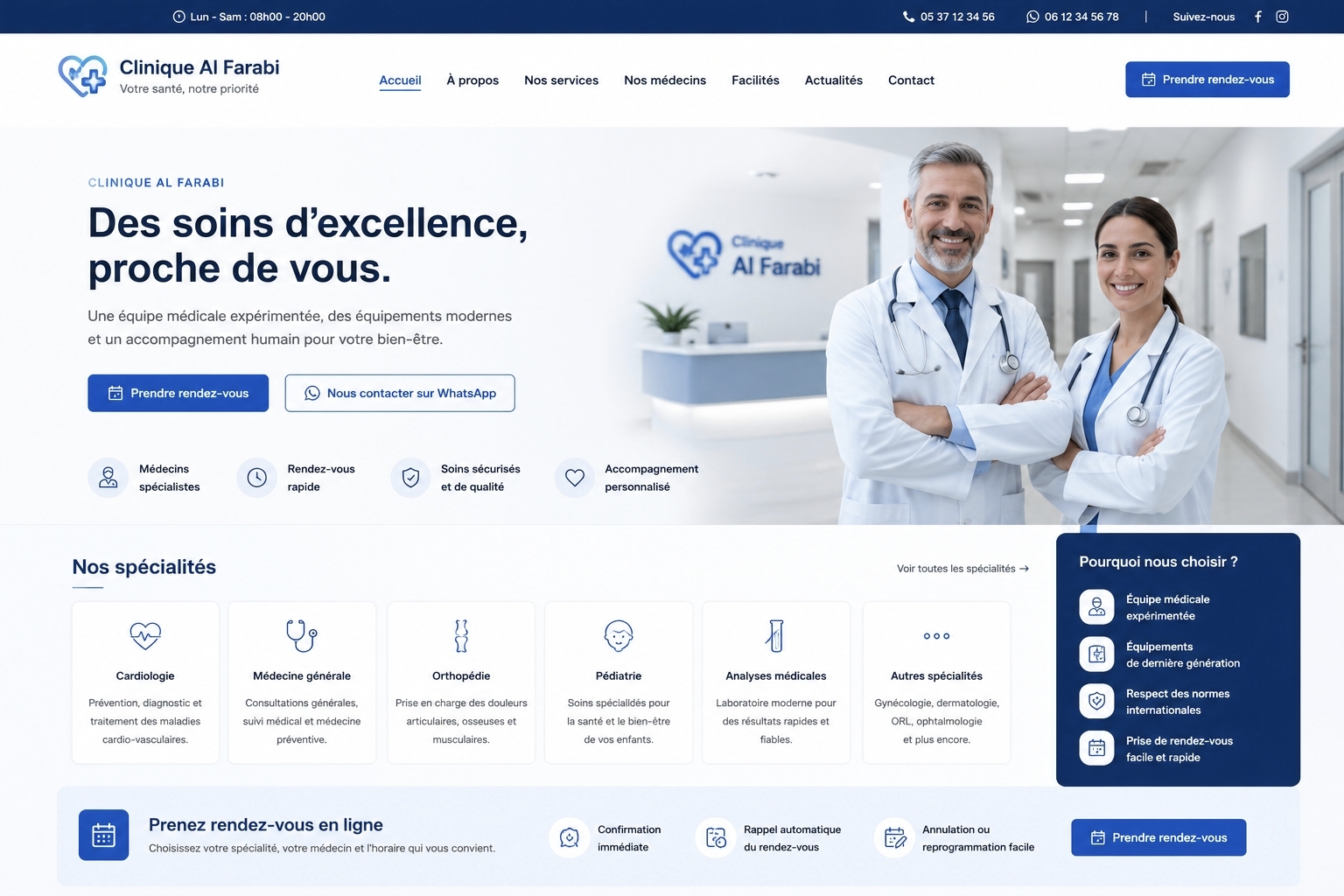 Capture reelle d'un site premium pour clinique medicale